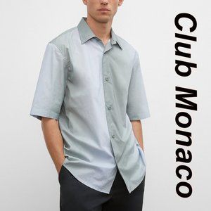 Club Monaco Men's Shirt Size XS Short Sleeve Ombré Blue Boxy Relaxed Fit